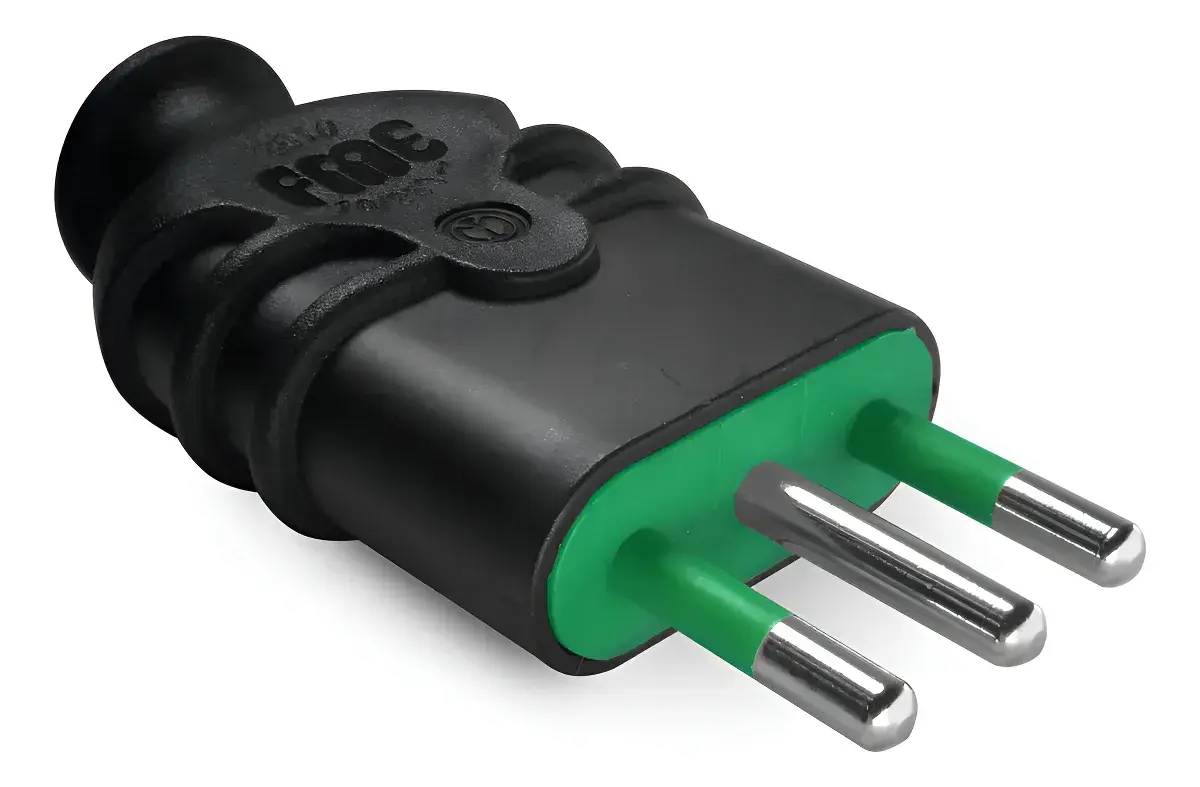 Enchufe macho volante 220V 2P+T 10A negro FANTON -1.webp