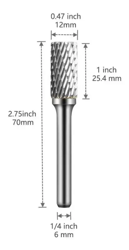 Lima Rotativa Tipo Fresa Cilíndrica de Carburo de Tungsteno para Metal NB020112 CHICAGO TOOLS -2.webp