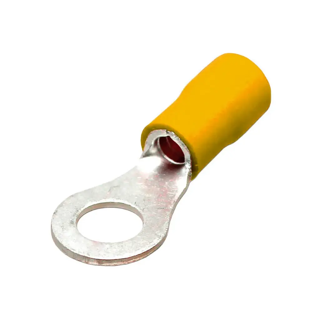 Terminal Tipo ojo 12 -10 AWG  (6.4mm) 1 perforacion 10mm amarillo bolsa 100 un