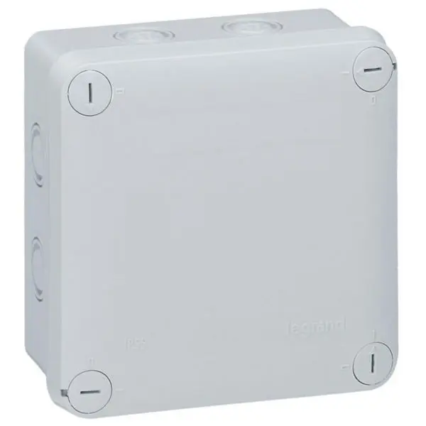 Caja cuadrada estanca gris RAL 7035 7 entradas perforadas 105x105x55mm 092024 LEGRAND