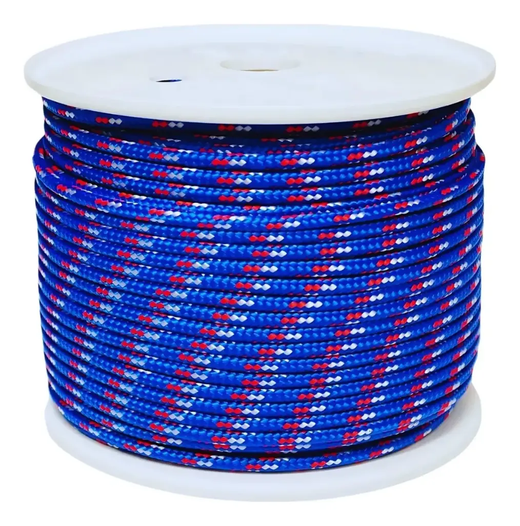 Cordel Cuerda Perlon Trenzado Polipropileno azul y blanco 4mm 100 metros