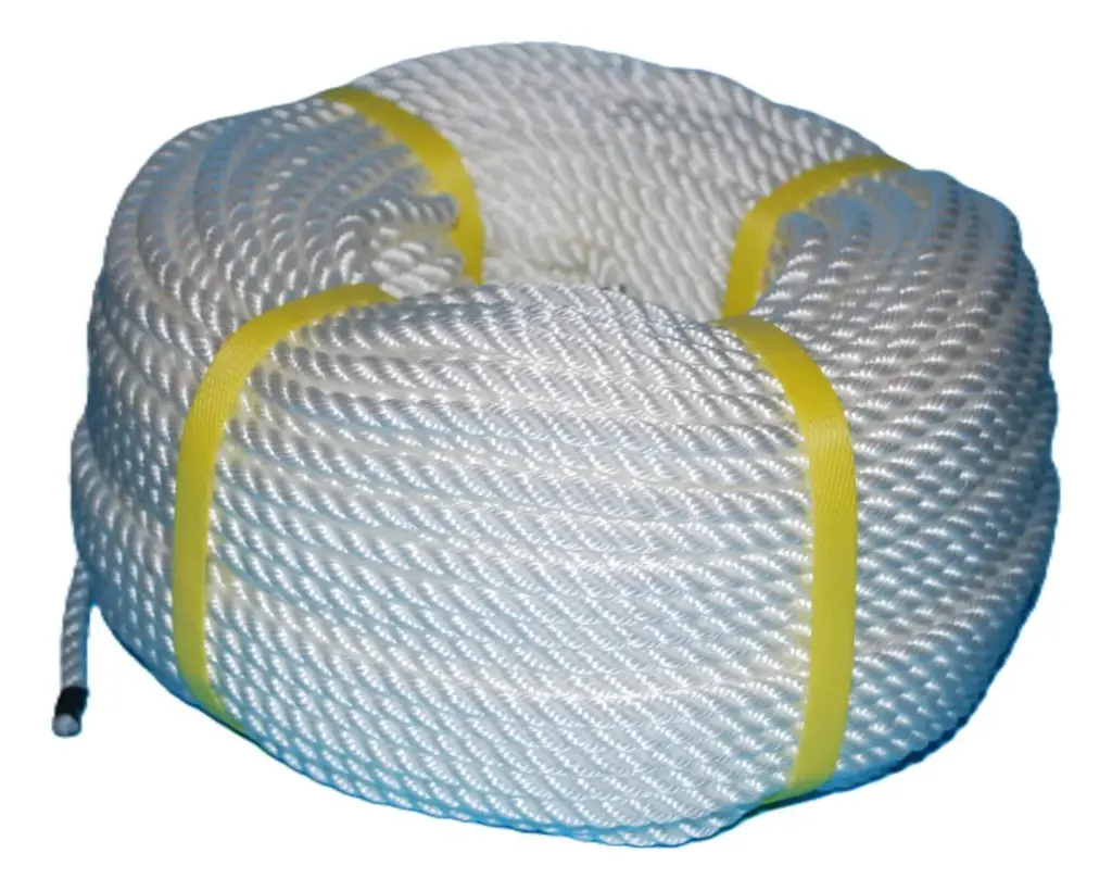 Rollo cordel nylon 6mm trenzado blanco de 100 mts
