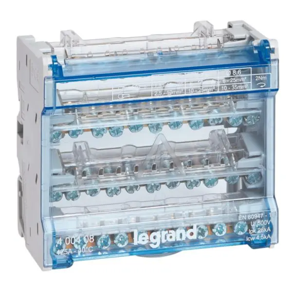 Repartidor distribución modular 125A 11 conexiones 6 módulos 400408 Legrand