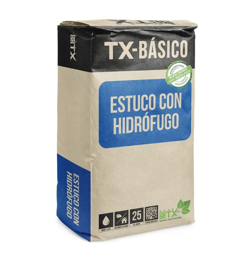 Mortero estuco con hidrófugo 25kg (interior/exterior) EE004-25 Grupo TX