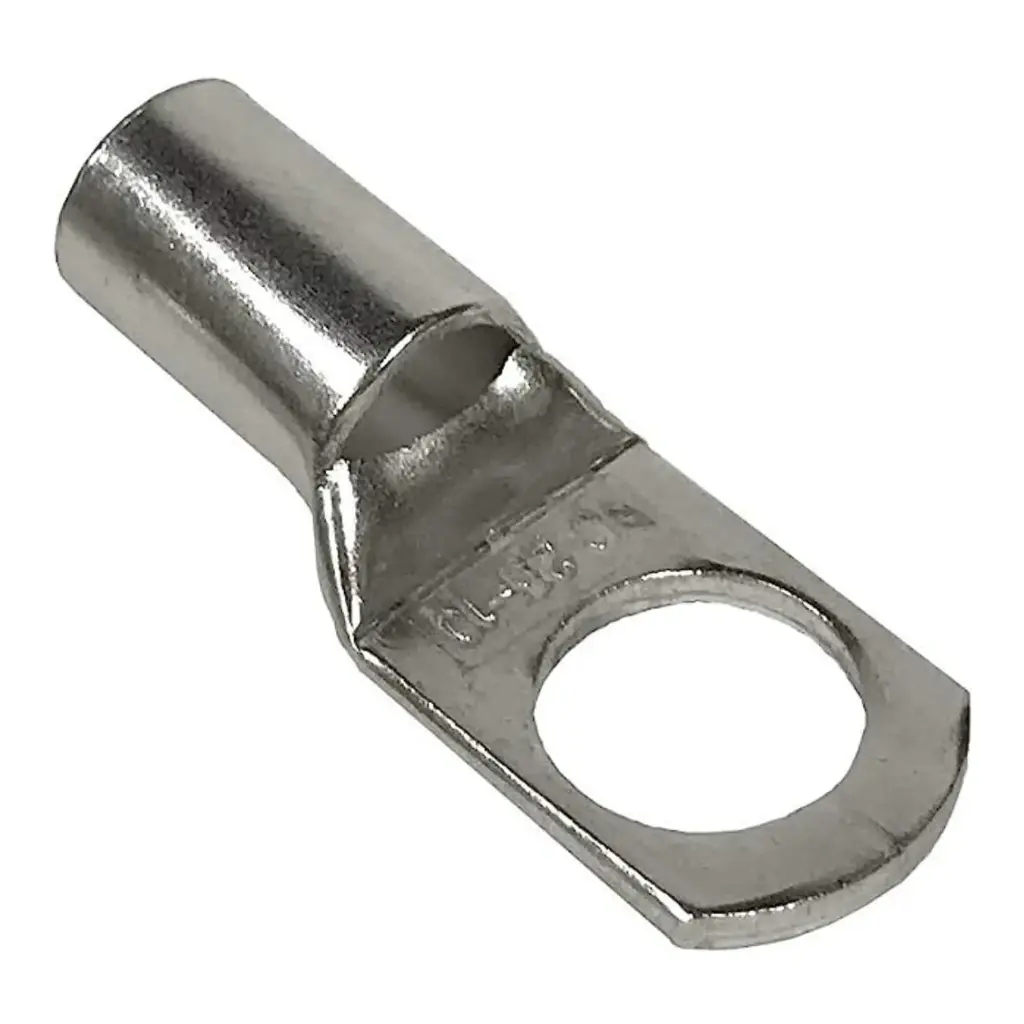 Terminal de compresion cobre niquelado 6 AWG caño corto 1 perforación 5/16"