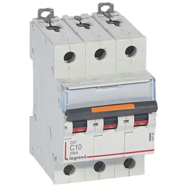 Interruptor termomagnetico DX³ 3P 10A 25kA Curva C 409780 LEGRAND