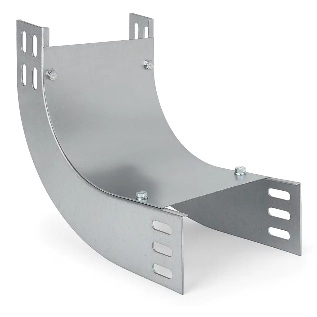 Tapa galvanizada P/ bandeja portaconductores lisa curva vertical interior 90° galvanizada 300x100x1.2mm R200mm C/ eclipsa y perneria