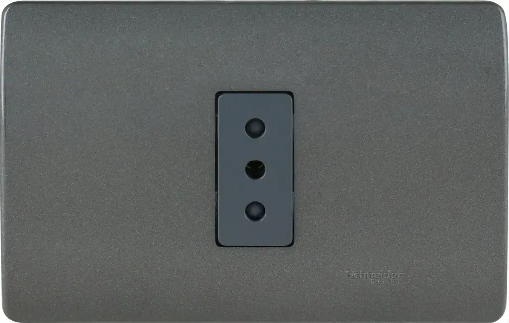 Enchufe hembra simple domiciliario 250V 2P+T 10A humo IP20  Schneider Electric