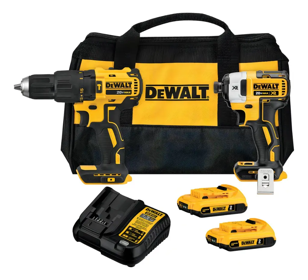 Set Taladro percutor y destornillador inalambrico 20V con baterias y bolso DCK223D2-B2 Dewalt