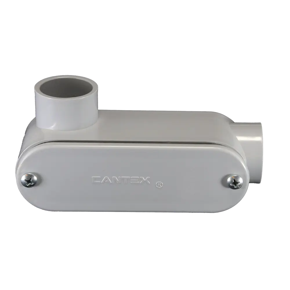 Condulet PVC Tipo LL 3/4” para Conduit SCH 40/80 gris NEMA con tapa y empaquetadura CANTEX