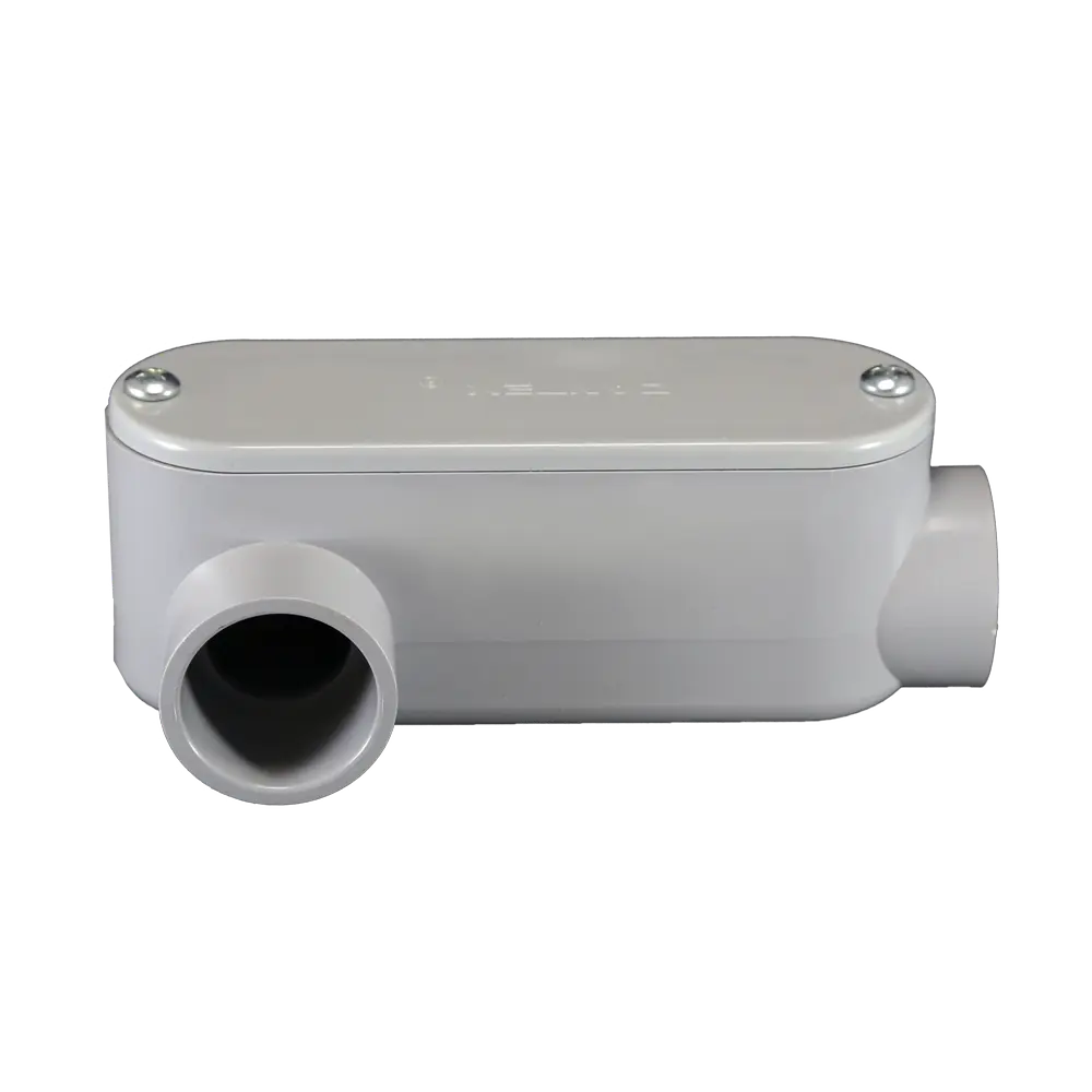 Condulet PVC Tipo LR 3/4” para Conduit SCH 40/80 gris NEMA con tapa y empaquetadura CANTEX