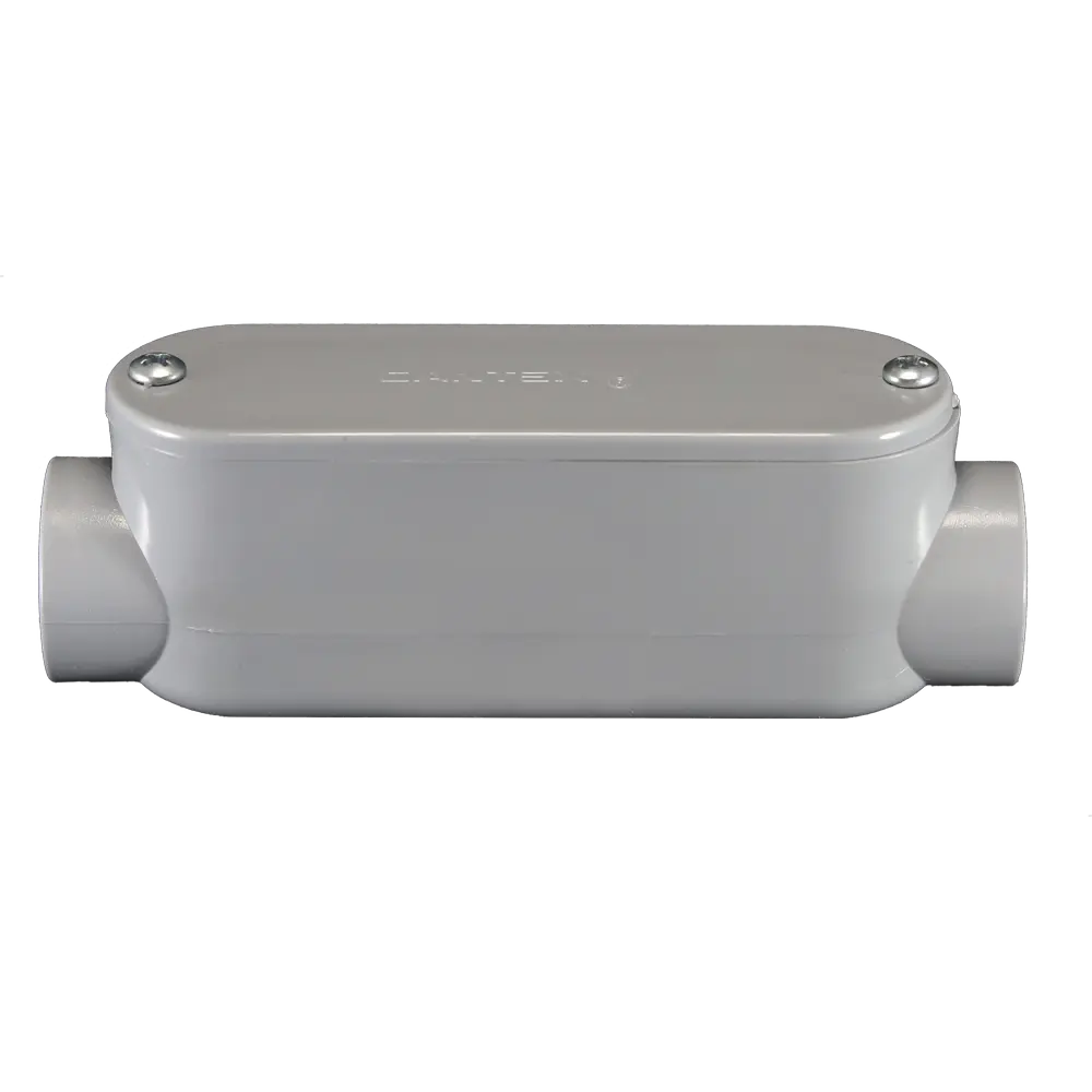 Condulet PVC Tipo T 1” para Conduit SCH 40/80 gris NEMA con tapa y empaquetadura CANTEX