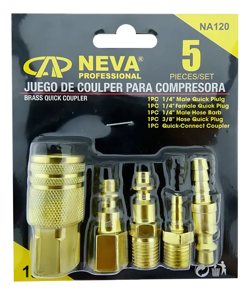 Kit de acoples rápidos para compresor 5 piezas aluminio NA120 Neva
