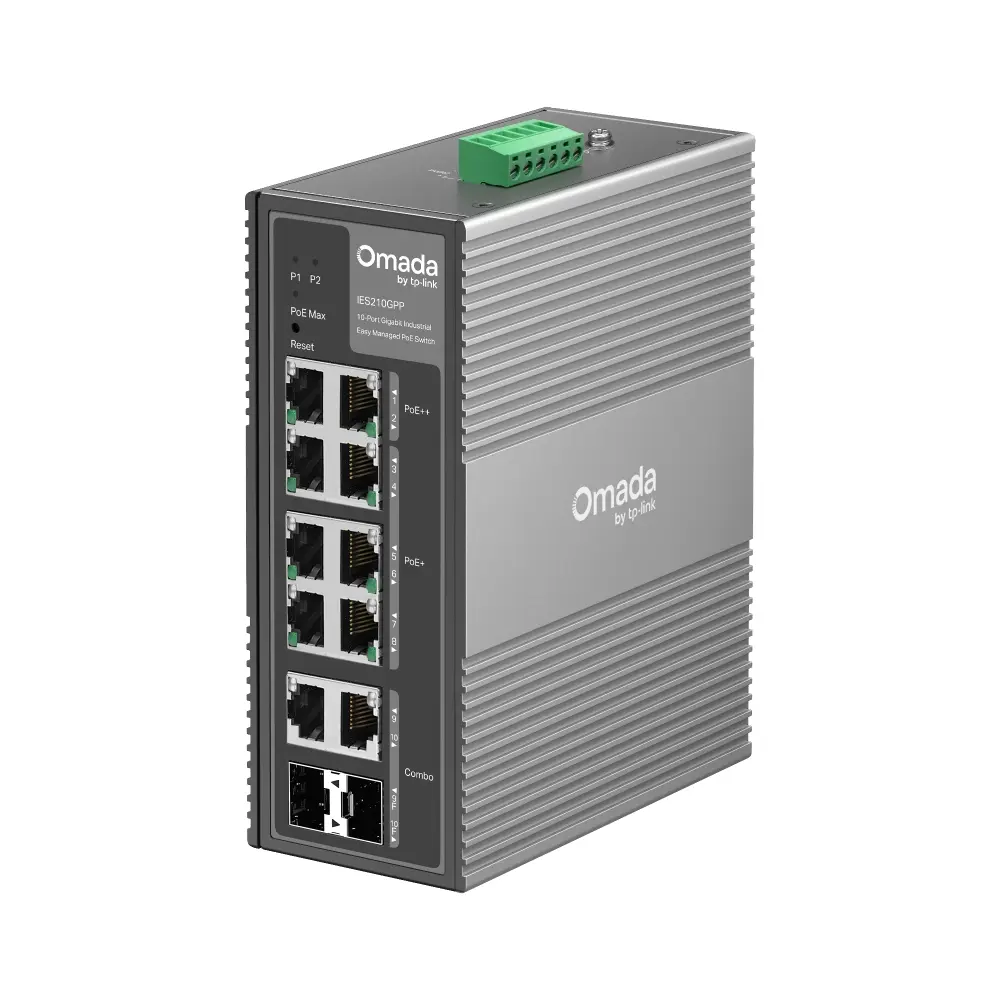 Switch Ethernet Industrial PoE++ 8 Puertos Gigabit + 2 SFP 12-57Vdc IES210GPP TP-Link