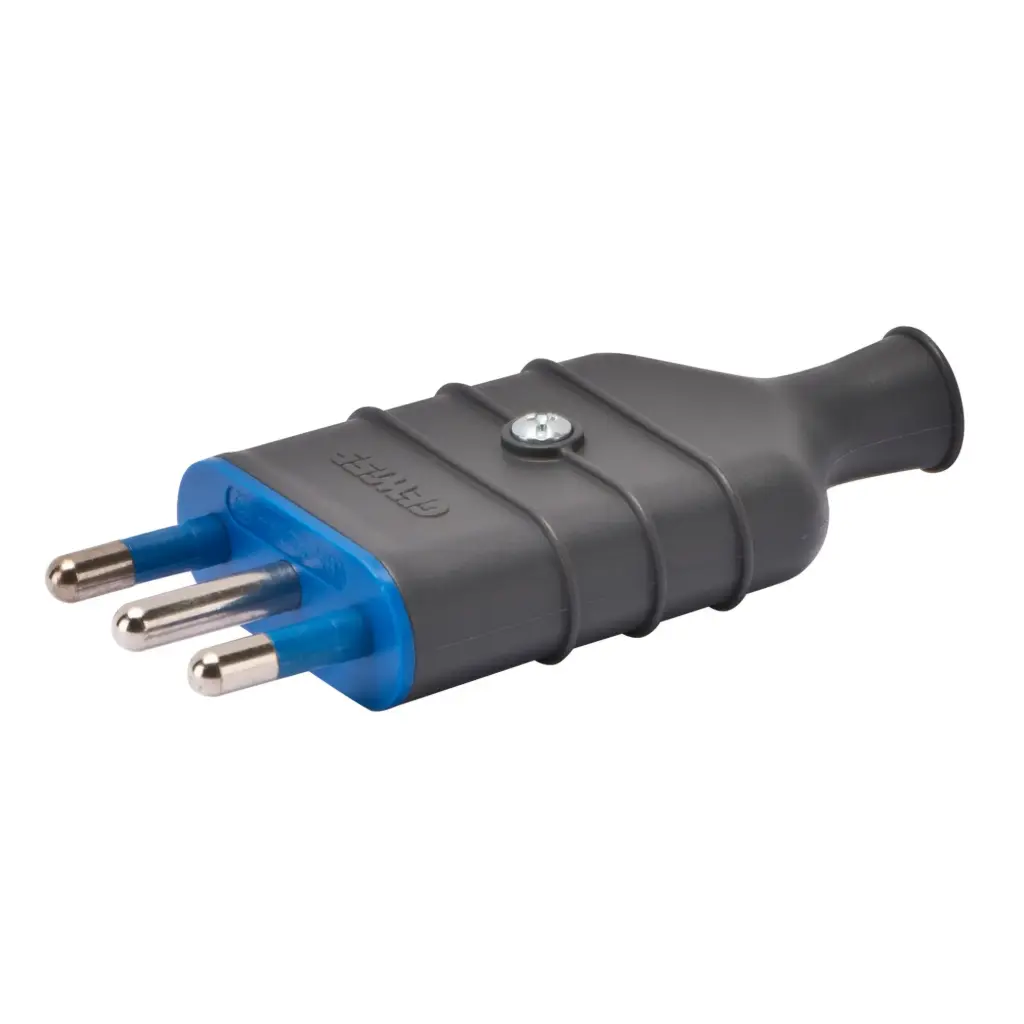 Enchufe macho volante 250V 2P+T 16A negro GW28006 Gewiss