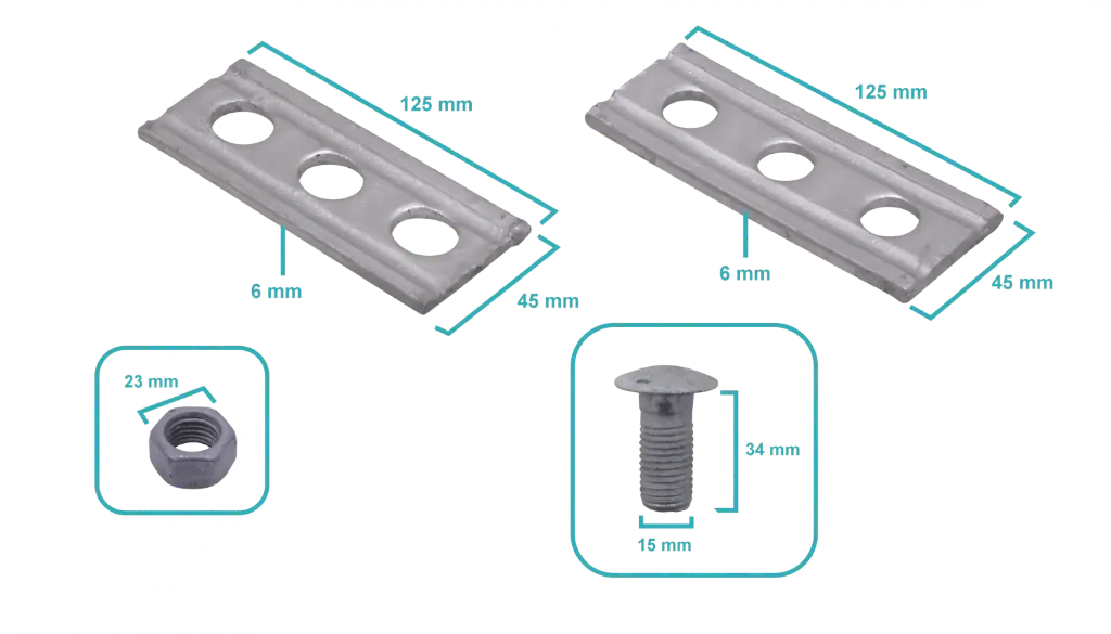 Brida de sujecion 3 pernos 5/8" 125x46x6x15mm 