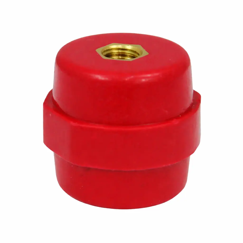 Aislador electrico de resina epoxica tipo barril M8 25/30x30 mm rojo LEIPOLE