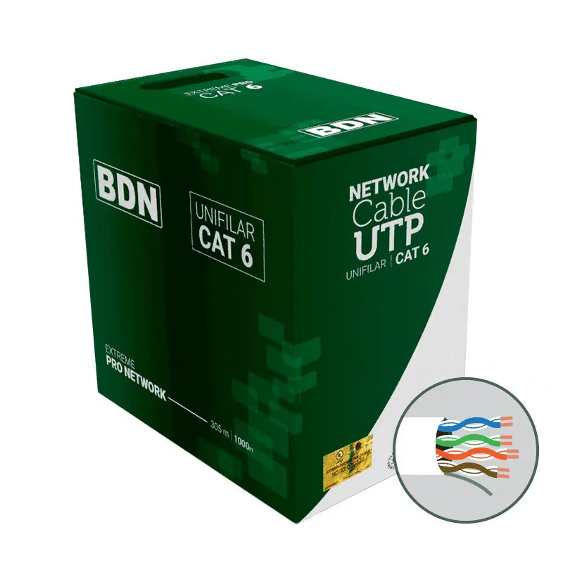 Cable U/UTP CAT6 Cobre 24AWG Blanco 305m Certificado UL BDN