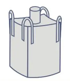 Saco Big Bag 100x100x185cm Capacidad 1.300 kg con fondo Plano 4 asas con buzon de carga