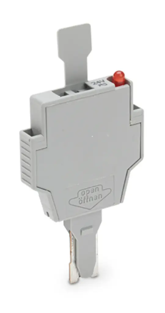 Portafusible para carril DIN con indicador de falla 5x20mm 110V 4mm2 gris 281-611/281-418 Wago 