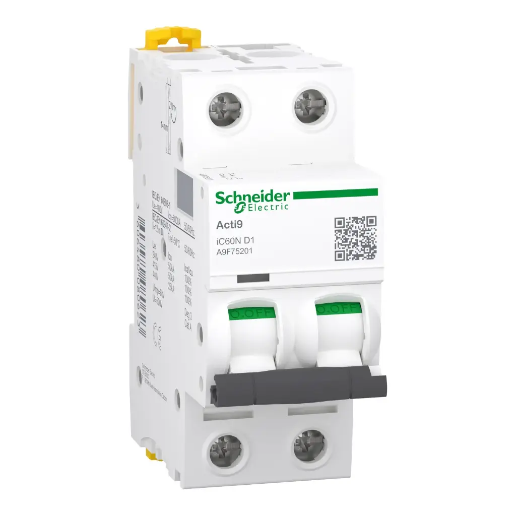 Interruptor termomagnetico Acti9 iC60N 2P 16A 10kA curva C A9F77216 SCHNEIDER ELECTRIC