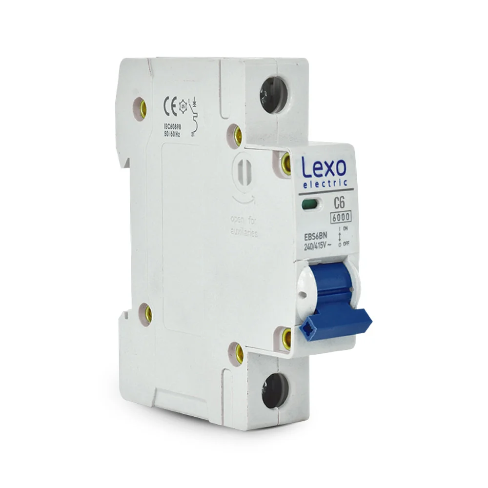 Interruptor termomagnetico EBS6BN 1P 6A 6kA Curva C 5300006 Lexo