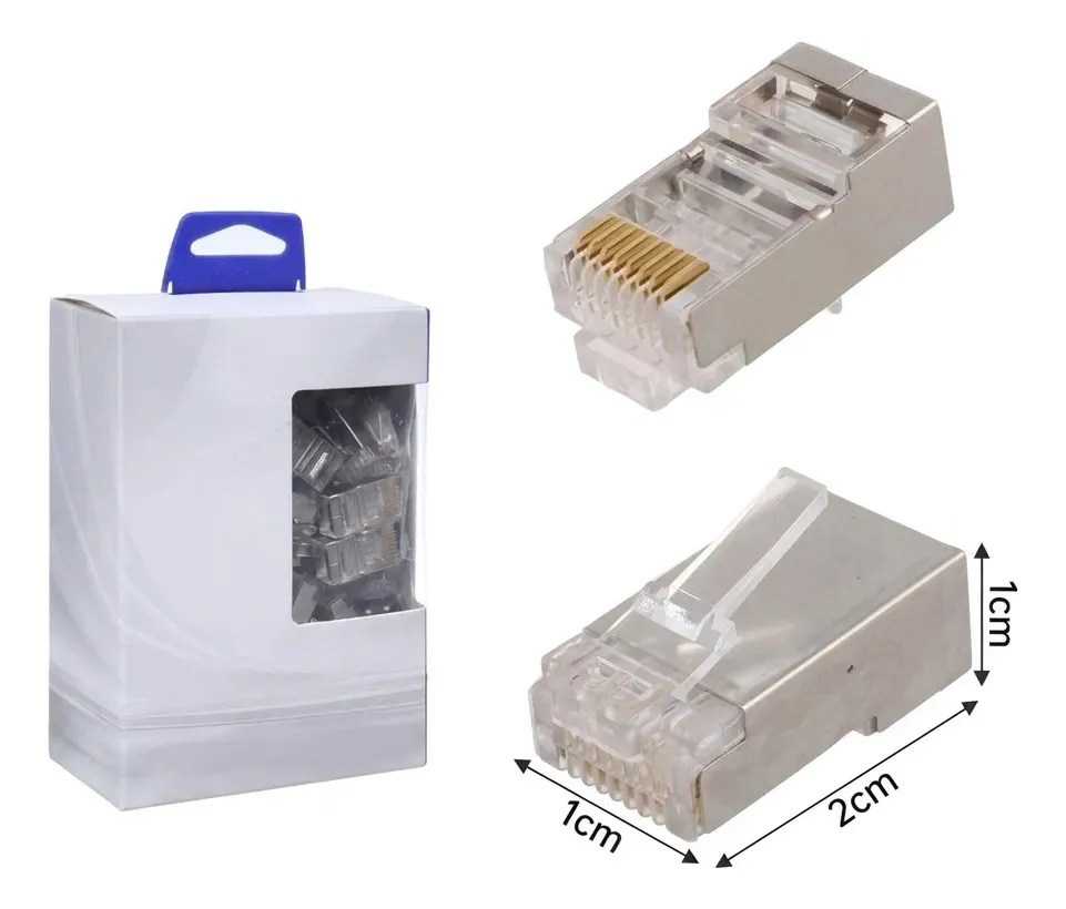 Conector RJ45 Cat6 Blindado Passante Pack 100 Piezas