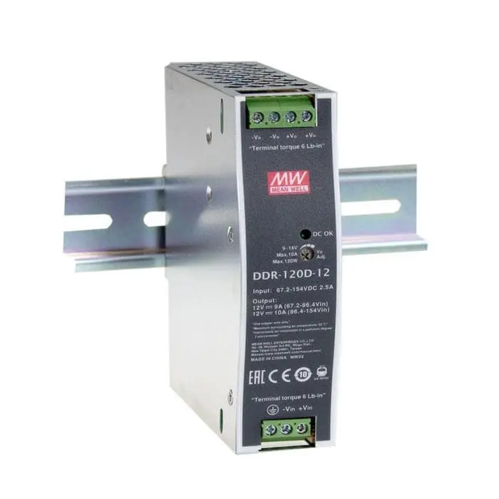 Convertidor DC-DC de 120W 2.5A para riel DIN DDR-120D-48 MEAN WELL 