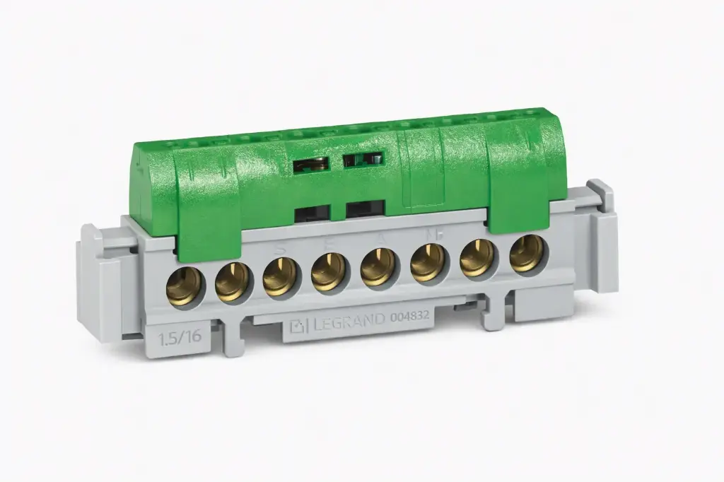 Borne de Repartición Tierra IP2X 8 conexiones 1.5-16 mm2 verde 4832 Legrand