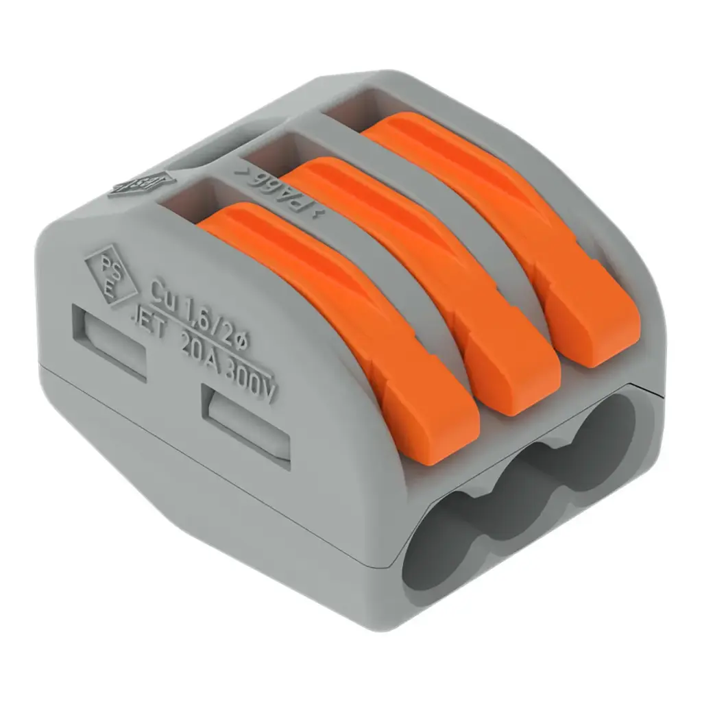 Borne de conexion con palanca p/cable 4mm2, 3 conductores 222-413 Wago