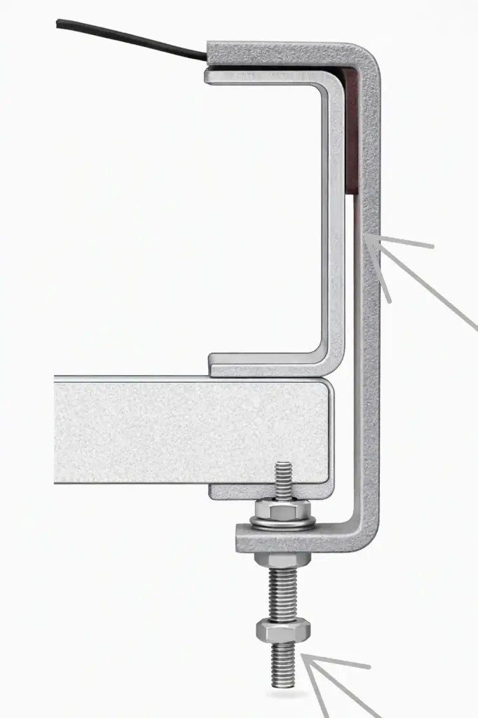 Clip de fijacion FRP 100mm gris RAL 7035