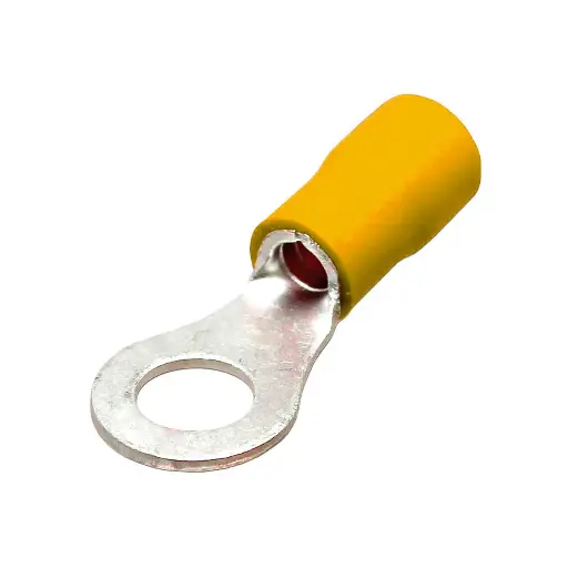 Terminal Tipo ojo 12 -10 AWG  (6.4mm) 1 perforacion 10mm amarillo bolsa 100 un