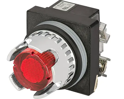 Pulsador luminoso rojo 24 Vdc-Vac LED 1NO+1NC Ø30 mm 030RPLSRFAFC24  ELFIN