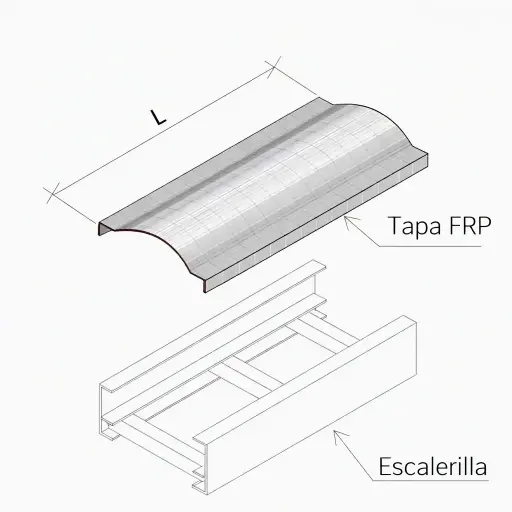[TEPC-RECTA-FRP-300x1.4] Tapa de escalerilla recta FRP 300x1.4x3000mm Ral 7035