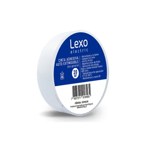 Cinta Aislante vinilico 19mm x 20m negro Lexo