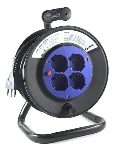 Alargador Carrete 4 tomas schuko 25 metros 10/16A 220V negro REMA