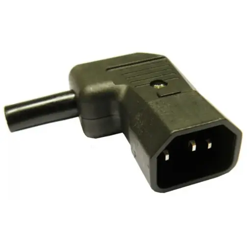 [CAM-C14-90-250] Conector de alimentación macho tipo C14 90° 10A 250V