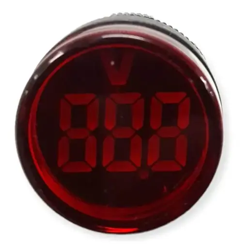[LPL-R-220V-22-VOL] Luz piloto led rojo 220V 22mm AD22 c/voltimetro