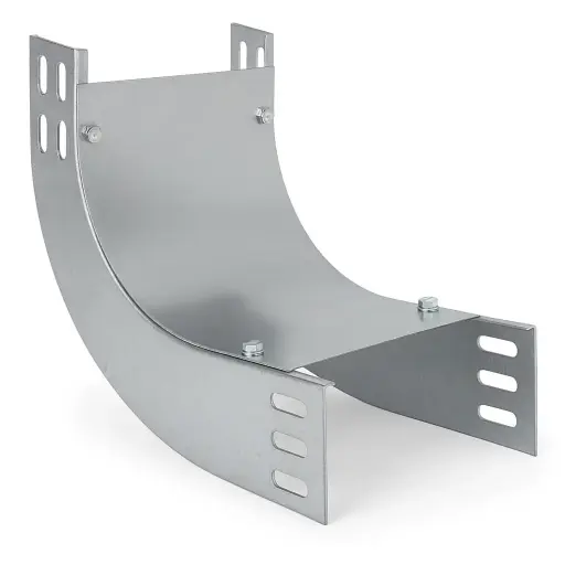[TBPC-R-CVE-GAL-150x50-1.2-R200] Tapa galvanizada P/ bandeja portaconductores ranurada curva vertical exterior 90° galvanizada 150x50x1.2mm R200mm C/ eclipsa y perneria