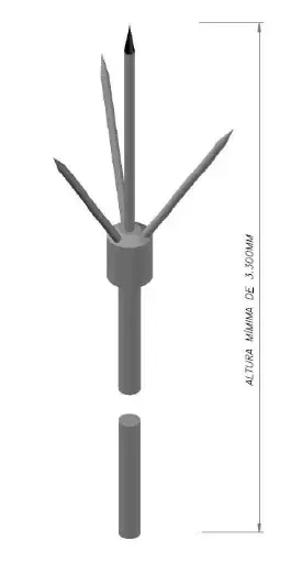 [PTF34INOX] Pararrayos tetrapuntal tipo franklin 3/4" ac. inox. PTF34INOX CMATIC 