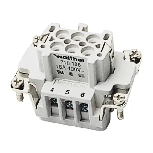 [710106] Conector hembra 6P 16A 500V insert B6 – 710106 WALTHER