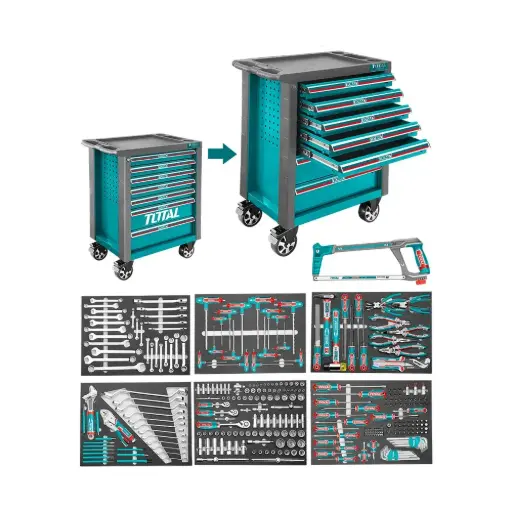 [THPTCS73281] Carro Gabinete Metálico Industrial 7 Cajones con 328 Herramientas THPTCS73281 TOTAL