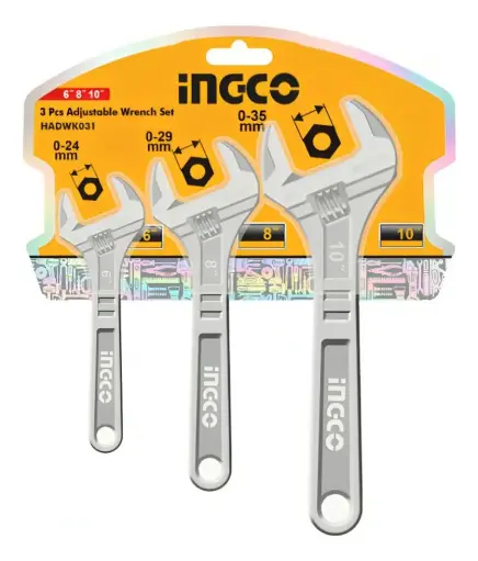 [HADWK031] Set de 3 Llaves Ajustables Francesas 6 8 10 HADWK031 INGCO