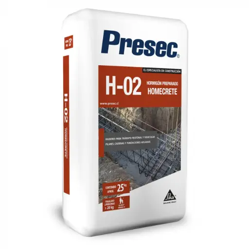 [H20-PRESECH02] Mortero hormigon preparado H20 saco 25kg Presec H02 Sika