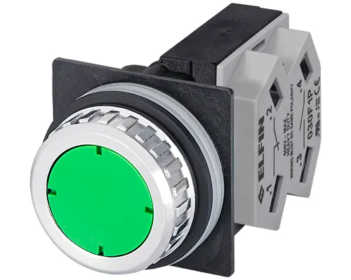 [030RIVF1] Pulsador rasante verde Ø30.5mm no luminoso 1NA+1NC 030RIVF1 ELFIN