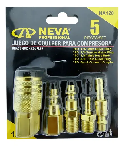 [NA120] Kit de acoples rápidos para compresor 5 piezas aluminio NA120 Neva