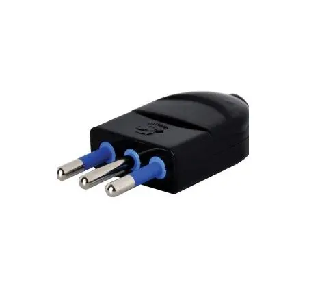[EMV-2PTN-H] Enchufe macho volante 250V 2P+T 10A negro HAMPER