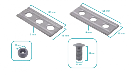 [BS3P145x46x6x15] Brida de sujecion 3 pernos 5/8" 125x46x6x15mm 
