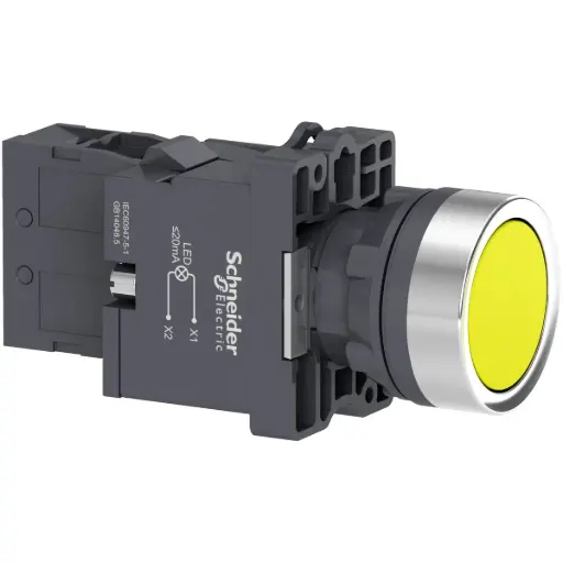 [XA2EW35M1] Pulsador rasante amarillo Ø22mm luminoso 220 Vac XA2EW35M1 Schneider Electric