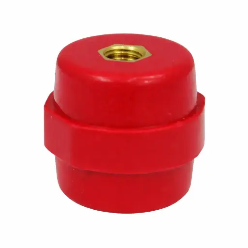[ARTB-25/30x30-M8R] Aislador electrico de resina epoxica tipo barril M8 25/30x30 mm rojo LEIPOLE